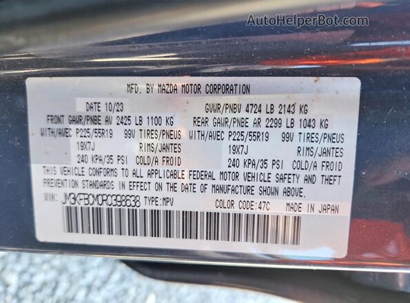 JM3KFBCM0R0398638 2024 MAZDA CX-5 Blue VIN კოდის სტიკერის ხედი