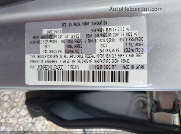 JM3KFBCM1J0465011 2018 MAZDA CX-5 Silver Widok komory silnika