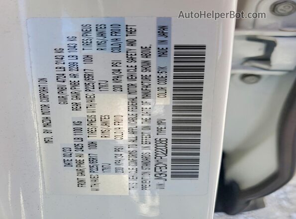 JM3KFBCM1P0220086 2023 MAZDA CX-5 White Vista de la etiqueta del VIN