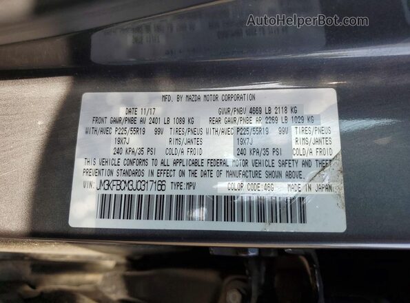JM3KFBCM3J0317166 2018 MAZDA CX-5 Gray VIN კოდის სტიკერის ხედი