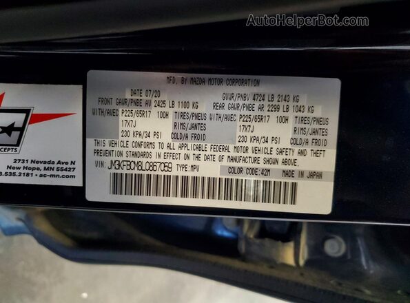 JM3KFBCM8L0867059 2020 MAZDA CX-5 Blue Vista interior de 360 grados