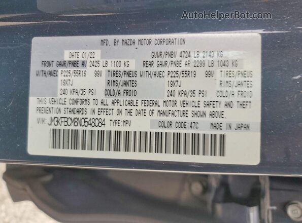 JM3KFBCM8N0548084 2022 MAZDA CX-5 Blue VIN կոդի պիտակի տեսք