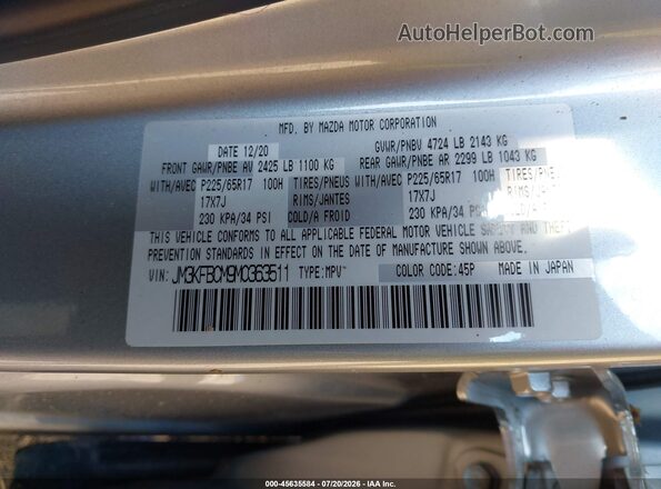 JM3KFBCM9M0363511 2021 MAZDA CX-5 Silver Vista del compartimento del motor