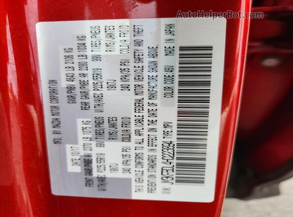 JM3KFBDL4H0223894 2017 MAZDA CX-5 Red Vista de la etiqueta del VIN