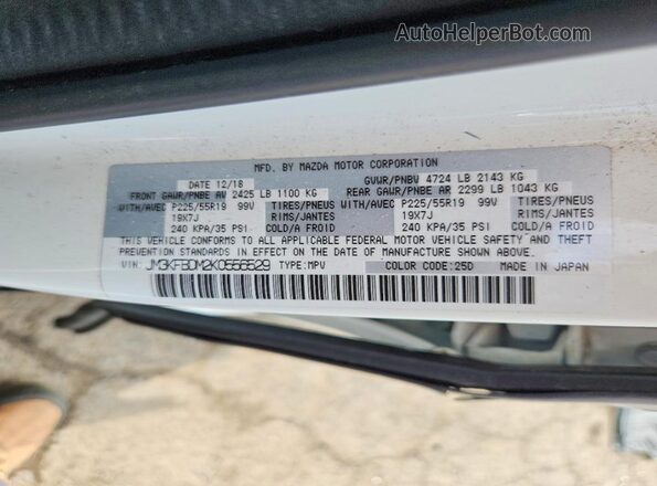 JM3KFBDM2K0556529 2019 MAZDA CX-5 White VIN sticker view
