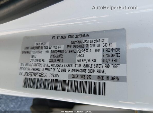 JM3KFBDM4M1426121 2021 MAZDA CX-5 White Widok komory silnika