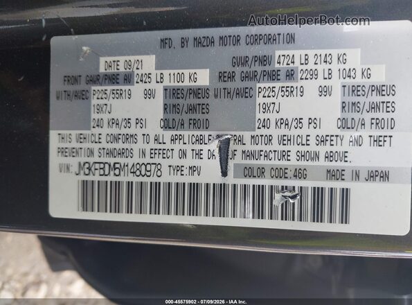 JM3KFBDM5M1480978 2021 MAZDA CX-5 Gray Вид підкапотного простору