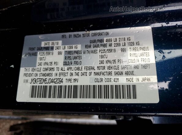 JM3KFBDM6J0442094 2018 MAZDA CX-5 Blue Widok wnętrza 360 stopni