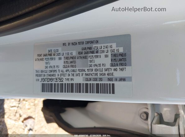 JM3KFBDM6M1357562 2021 MAZDA CX-5 White Widok komory silnika