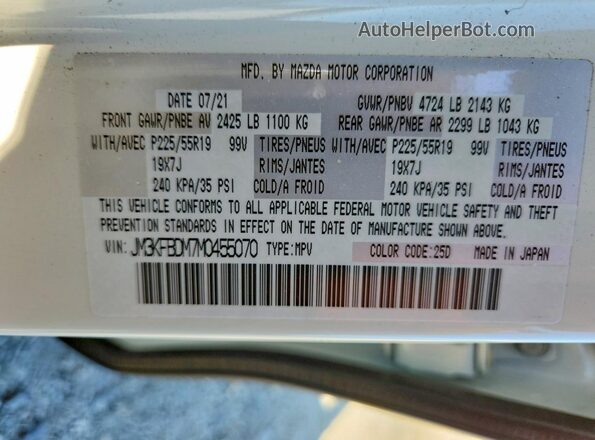JM3KFBDM7M0455070 2021 MAZDA CX-5 White VIN կոդի պիտակի տեսք