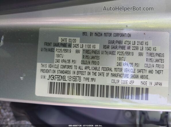 JM3KFBDM8L1816878 2020 MAZDA CX-5 Silver Widok komory silnika