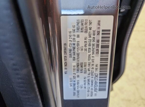 JM3KFBDM8M1373407 2021 MAZDA CX-5 Gray Widok naklejki z numerem VIN