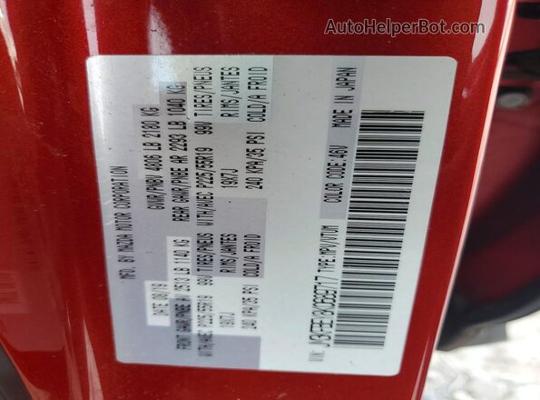 JM3KFBEY8K0689717 2019 MAZDA CX-5 Red Widok naklejki z numerem VIN