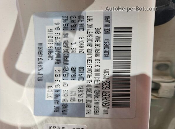 JM3KKAHD5R1162382 2024 MAZDA CX-90 White Панорамний вид салону 360°