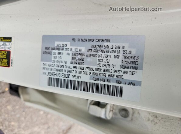 JM3KKBHA7S1238086 2025 MAZDA CX-90 White Вид наклейки з VIN-кодом