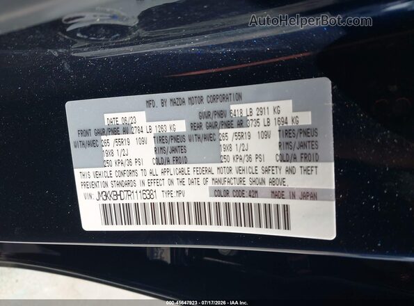 JM3KKBHD7R1116381 2024 MAZDA CX-90 Dark Blue Вид підкапотного простору