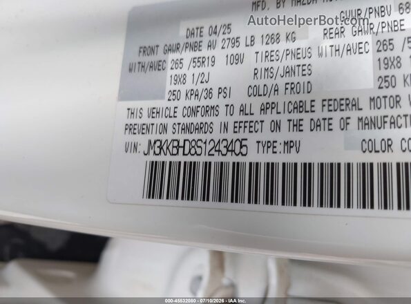 JM3KKBHD8S1243405 2025 MAZDA CX-90 Белый Вид подкапотного пространства