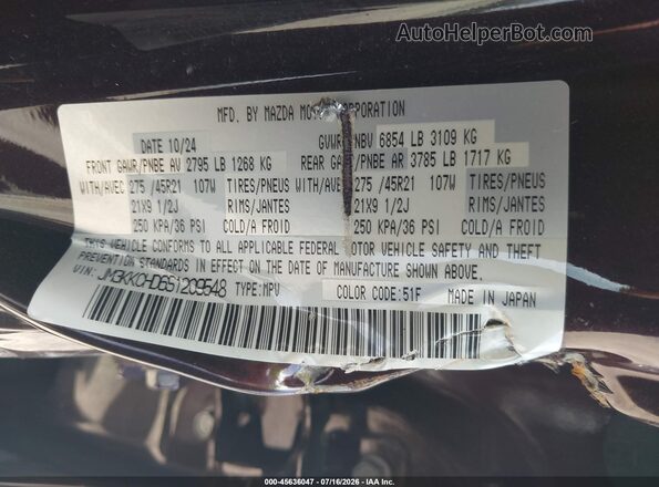 JM3KKCHD6S1209548 2025 MAZDA CX-90 Purple Widok komory silnika