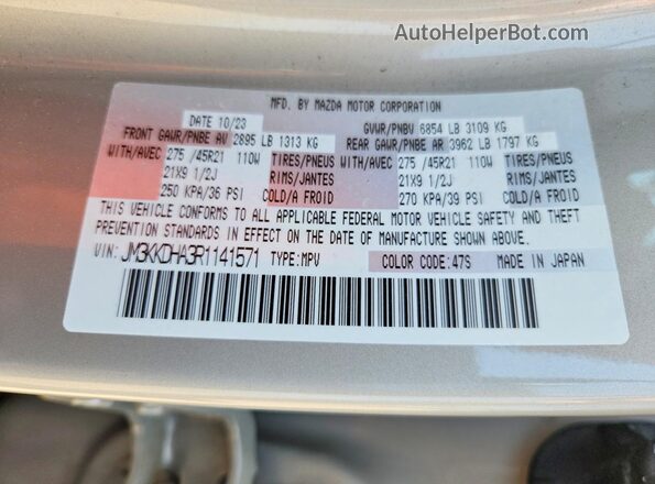 JM3KKDHA3R1141571 2024 MAZDA CX-90 Silver VIN კოდის სტიკერის ხედი
