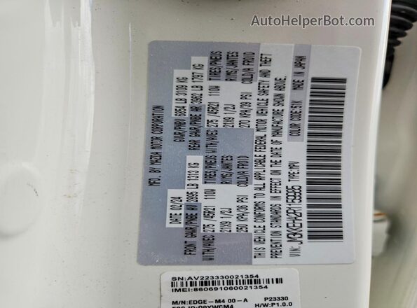 JM3KKEHA2R1159985 2024 MAZDA CX-90 White VIN კოდის სტიკერის ხედი