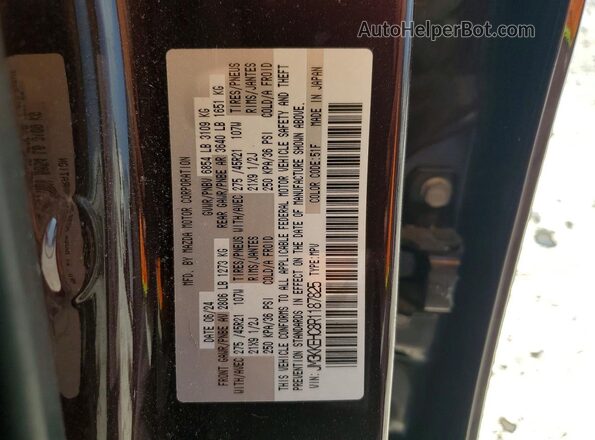 JM3KKEHC8R1187825 2024 MAZDA CX-90 Burgundy VIN կոդի պիտակի տեսք