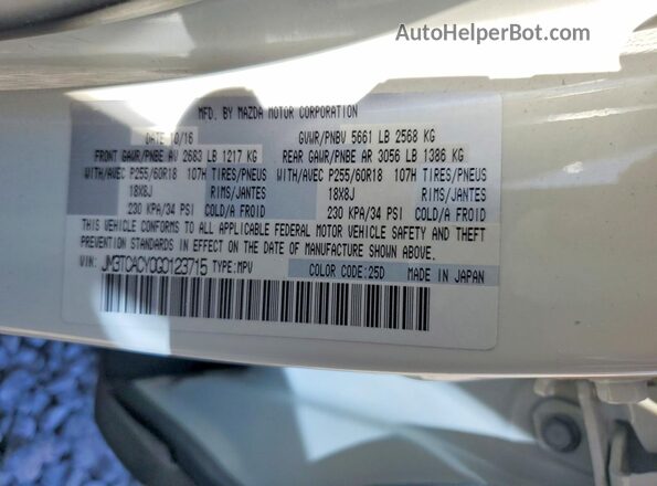 JM3TCACY0G0123715 2016 MAZDA CX-9 White Engine compartment view
