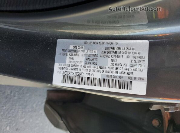 JM3TCACY3J0228451 2018 MAZDA CX-9 Gray VIN sticker view