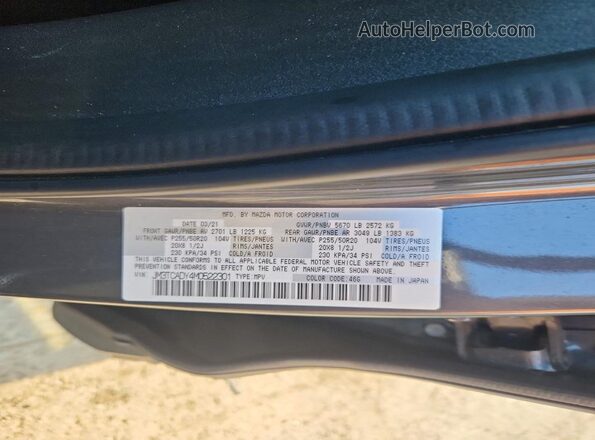 JM3TCADY4M0522301 2021 MAZDA CX-9 Silver Vista de la etiqueta del VIN