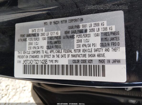 JM3TCADY7G0114296 2016 MAZDA CX-9 Черный Вид подкапотного пространства