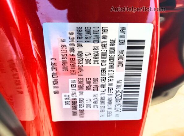 JM3TCBAY4N0622023 2022 MAZDA CX-9 Red VIN կոդի պիտակի տեսք