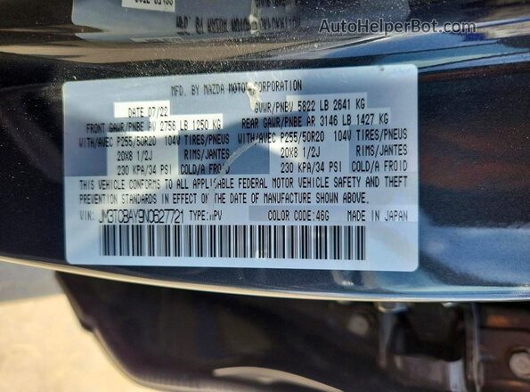 JM3TCBAY9N0627721 2022 MAZDA CX-9 Gray VIN კოდის სტიკერის ხედი