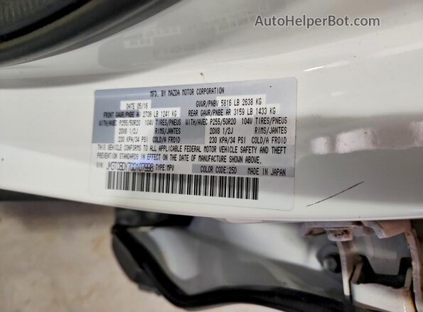 JM3TCBDY7G0107998 2016 MAZDA CX-9 White VIN կոդի պիտակի տեսք