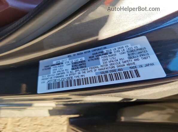 JM3TCBEY8J0212605 2018 MAZDA CX-9 Gray VIN კოდის სტიკერის ხედი
