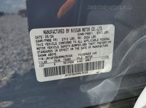JN1AF0BA9RM435326 2024 NISSAN ARIYA Gray Widok naklejki z numerem VIN