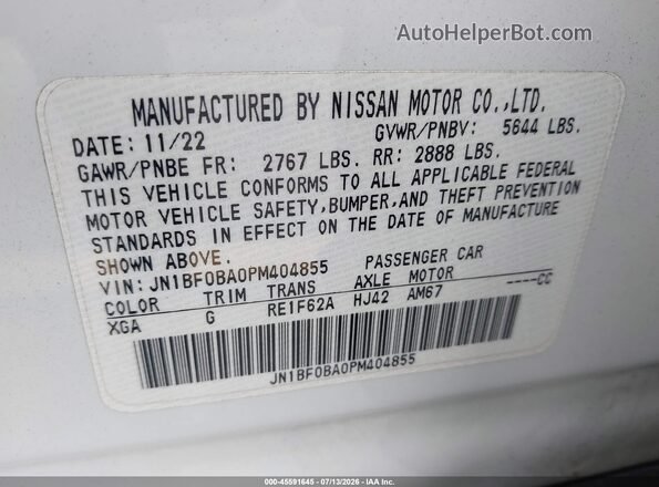 JN1BF0BA0PM404855 2023 NISSAN ARIYA White Engine compartment view