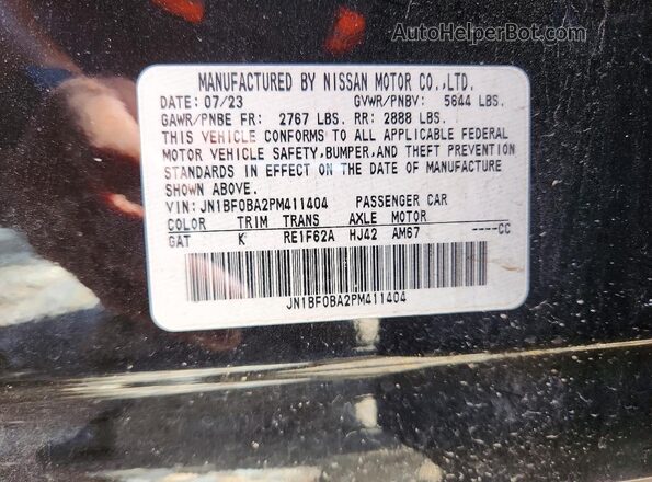 JN1BF0BA2PM411404 2023 NISSAN ARIYA Black VIN sticker view