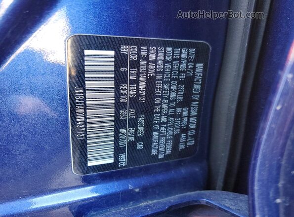 JN1BJ1AW0MW437131 2021 NISSAN ROGUE Blue Vista de la etiqueta del VIN