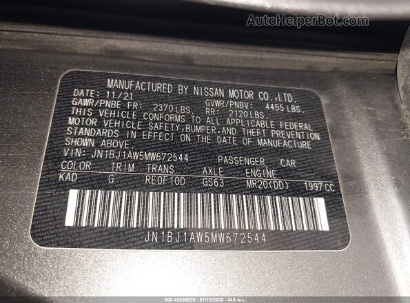 JN1BJ1AW5MW672544 2021 NISSAN ROGUE Gray Widok komory silnika