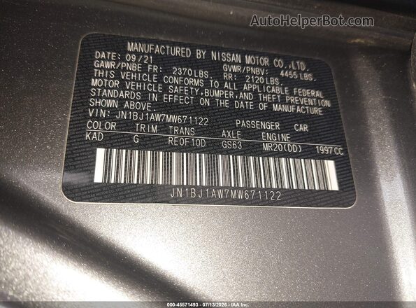 JN1BJ1AW7MW671122 2021 NISSAN ROGUE Gray Widok komory silnika