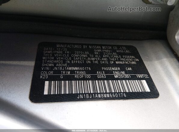 JN1BJ1AW8MW660176 2021 NISSAN ROGUE Silver Vista del compartimento del motor