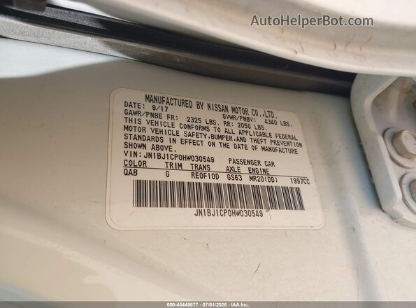 JN1BJ1CP0HW030549 2017 NISSAN ROGUE White Vista del compartimento del motor