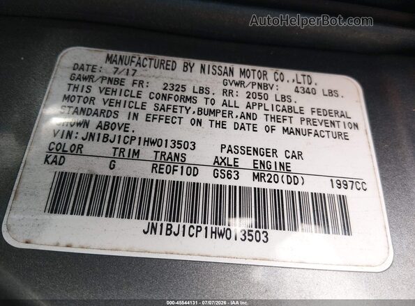 JN1BJ1CP1HW013503 2017 NISSAN ROGUE Black Engine compartment view