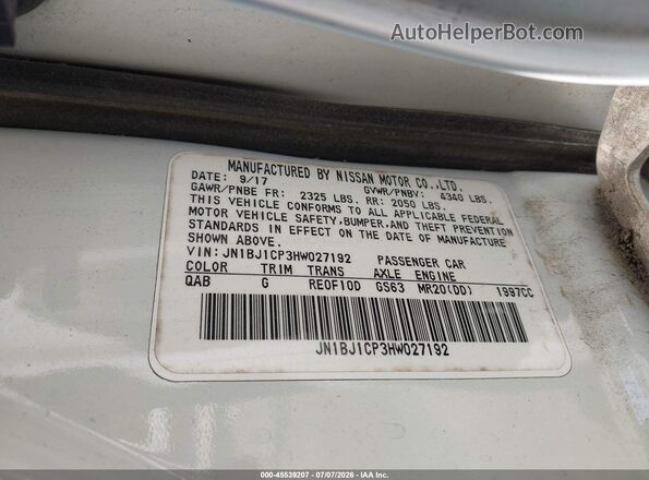 JN1BJ1CP3HW027192 2017 NISSAN ROGUE White Widok komory silnika