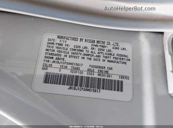 JN1BJ1CP4HW015617 2017 NISSAN ROGUE White Շարժիչի բաժամունքի տեսք