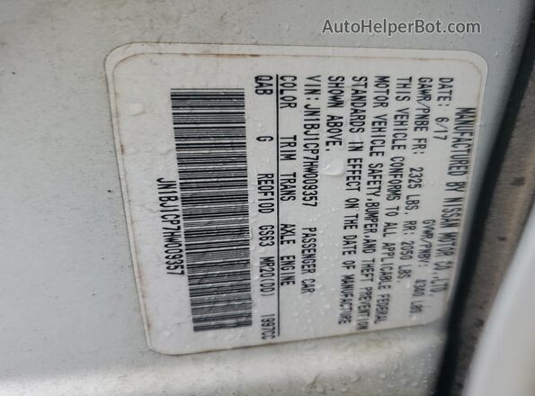 JN1BJ1CP7HW009357 2017 NISSAN ROGUE White Vista de la etiqueta del VIN