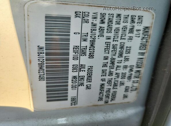 JN1BJ1CP8HW027480 2017 NISSAN ROGUE White VIN sticker view