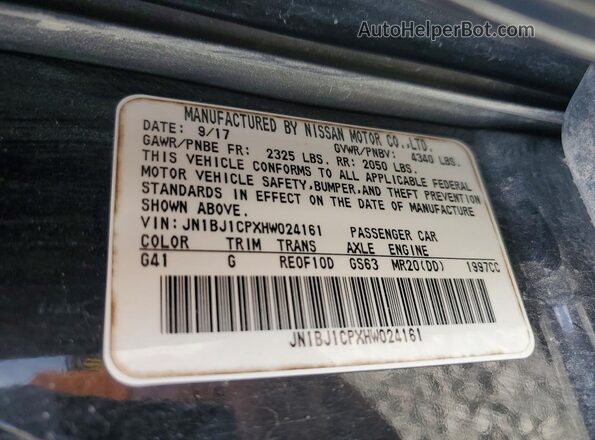 JN1BJ1CPXHW024161 2017 NISSAN ROGUE Black VIN sticker view