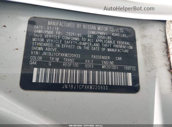 JN1BJ1CPXKW220933 2019 NISSAN ROGUE White Вид підкапотного простору