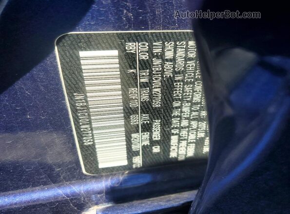 JN1BJ1CV0LW277058 2020 NISSAN ROGUE Blue VIN sticker view