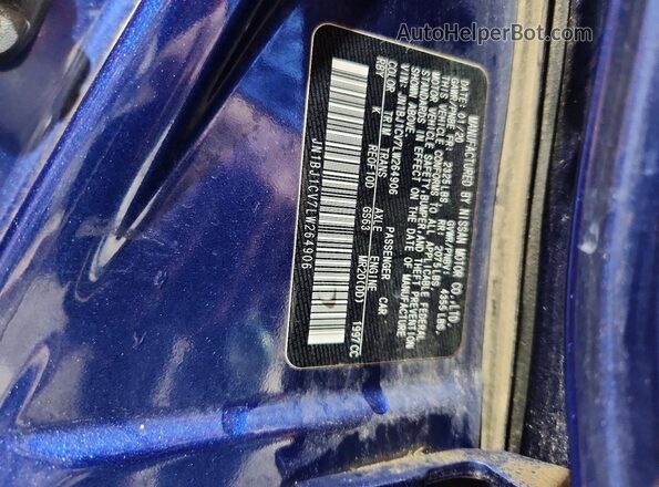 JN1BJ1CV7LW264906 2020 NISSAN ROGUE Синий Вид наклейки с VIN-кодом